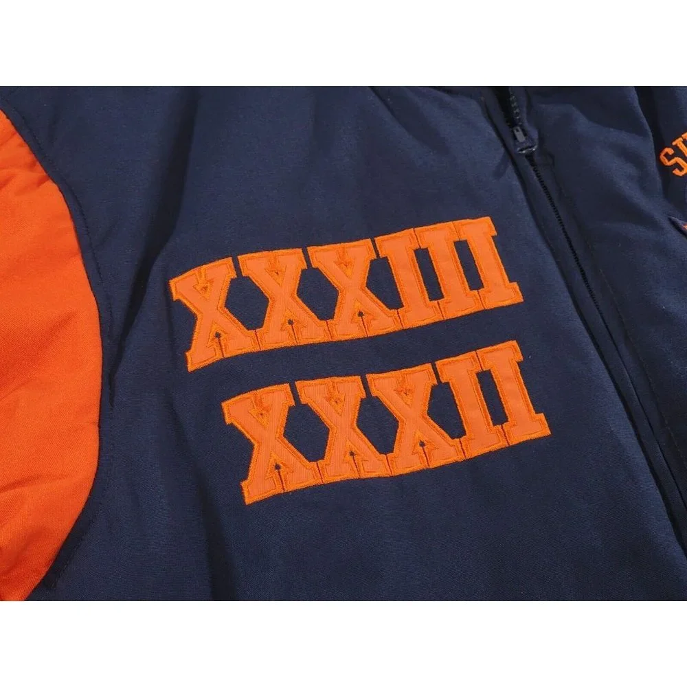 NFL Denver Broncos Reversible Super Bowl Varsity Jacket Coat Men's Sz L Coat EUC